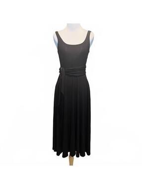 Black Good American Belted Swing Tank Dress